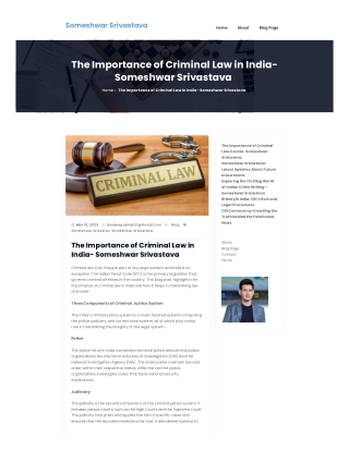 The Importance of Criminal Law in India- Someshwar Srivastava