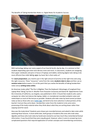 The Benefits of Taking Handwritten Notes vs Digital Notes
