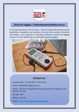 Electrical Tagging | Thelocalguystestandtag.com.au