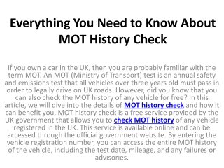 Everything You Need to Know About MOT History Check