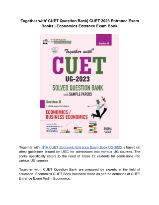 ‘Together with’ CUET Books | NTA CUET UG 2023 | Economics Entrance Exam Books 2