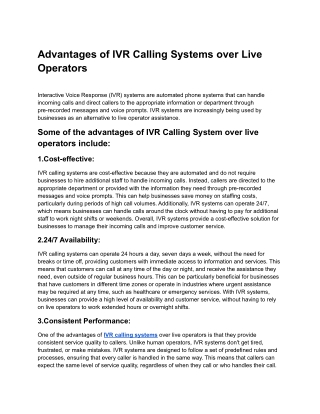 Advantages of IVR Calling Systems over Live Operators.docx