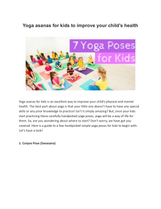 Yoga asanas for kids to improve your child’s health