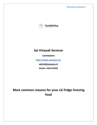 LG Fridge Service in Vadavalli, Coimbatore