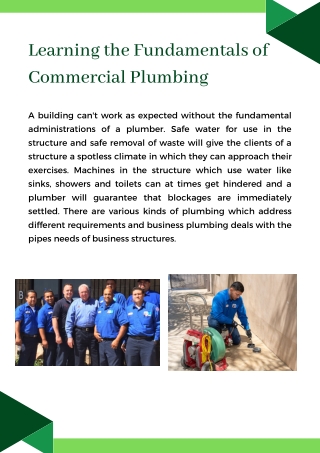 Learning the Fundamentals of Commercial Plumbing