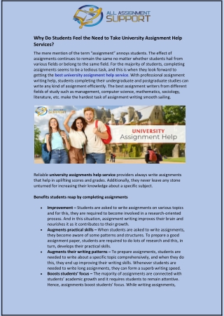 Why Do Students Feel the Need to Take University Assignment Help Services?