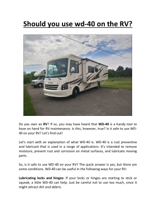 Should you use wd-40 on the RV?