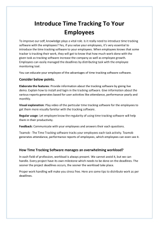Introduce Time Tracking To Your Employees