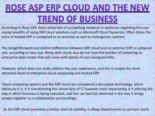 Rose ASP ERP Cloud and the New Trend of Business