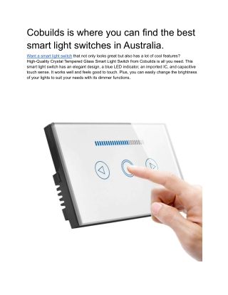 Cobuilds is where you can find the best smart light switches in Australia