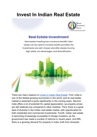 Invest In Indian Real Estate