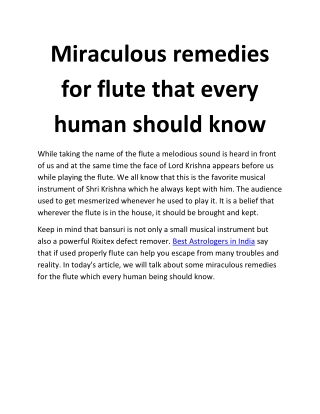 Miraculous remedies for flute that every human should know
