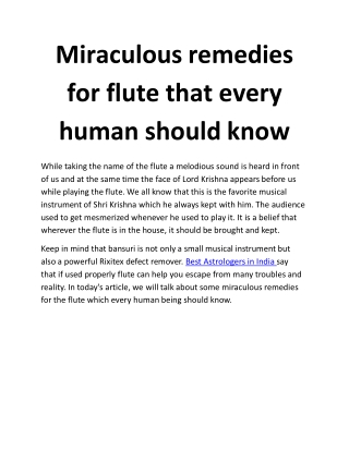 Miraculous remedies for flute that every human should know