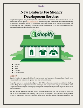 New Features For Shopify Development Services