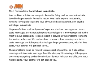 Most Famous Bring Back Ex Love In Australia