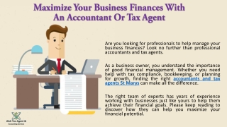 Accountants and tax agents St Marys