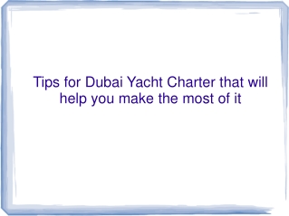 Tips of Yacht Charter