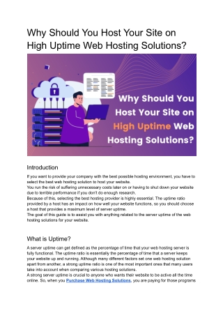 Why Should You Host Your Site on High Uptime Web Hosting Solutions_