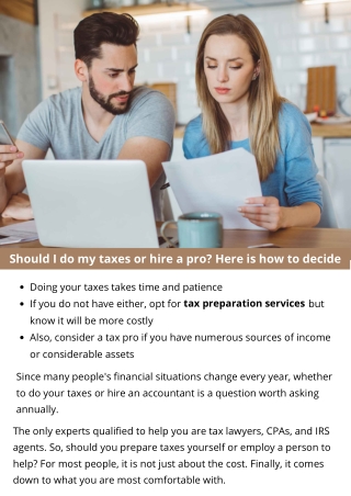 Should I do my taxes or hire a pro? Here is how to decide.