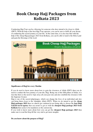 Book Cheap Hajj Packages from Kolkata 2023