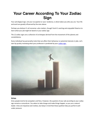 Your Career According To Your Zodiac Sign