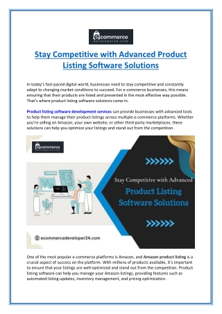 Stay Competitive with Advanced Product Listing Software Solutions