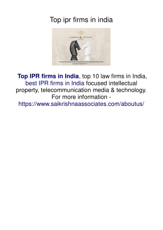 Top ipr firms in india
