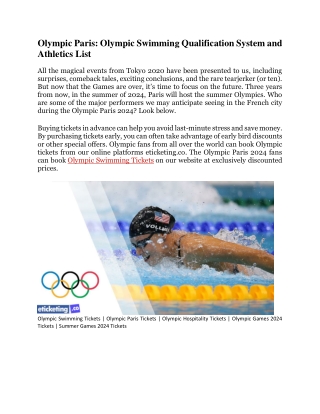 Olympic Paris Olympic Swimming Qualification System and Athletics List.docx