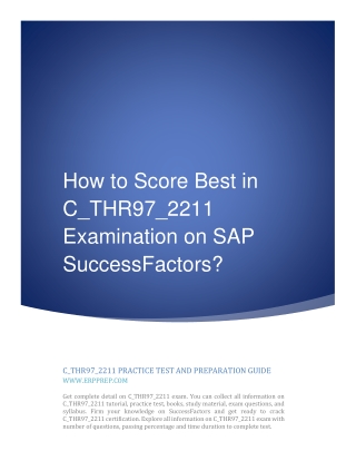 How to Score Best in C_THR97_2211 Examination on SAP SuccessFactors?