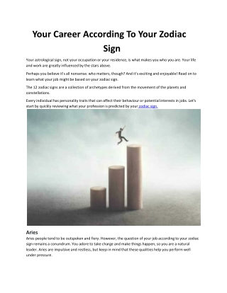 Your Career According To Your Zodiac Sign