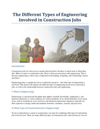 The Different Types of Engineering Involved in Construction Jobs