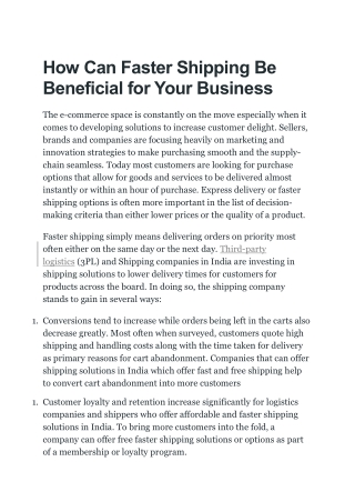 How Can Faster Shipping Be Beneficial for Your Business