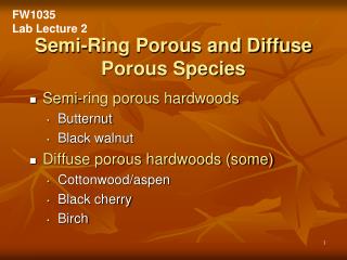 Semi-Ring Porous and Diffuse Porous Species