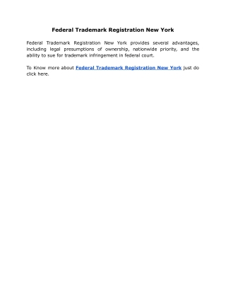 Federal Trademark Registration New York