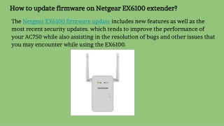 How to update firmware on Netgear EX6100 extender_