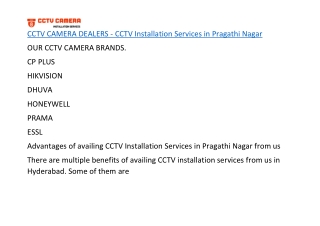 CCTV CAMERA DEALERS - CCTV Installation Services in Pragathi Nagar