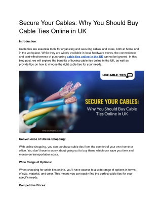 Secure Your Cables_ Why You Should Buy Cable Ties Online in UK