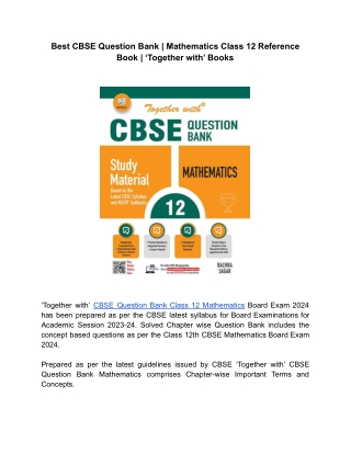 ‘Together with’ CBSE Question Bank | Class 12 Mathematics | Latest Edition 2023-