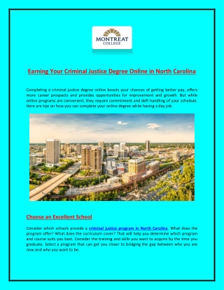 Earning Your Criminal Justice Degree Online in North Carolina