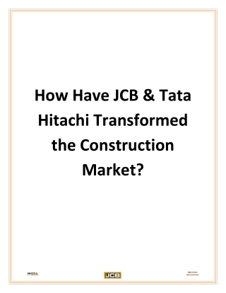 How Have JCB & Tata Hitachi Transformed the Construction Market