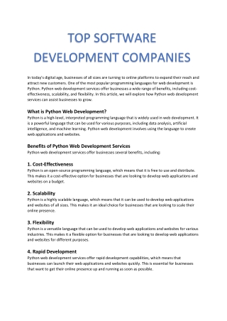 TOP SOFTWARE DEVELOPMENT COMPANIES