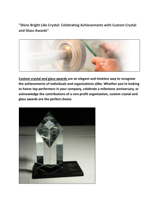 "Custom Crystal and Glass Awards for Excellence"