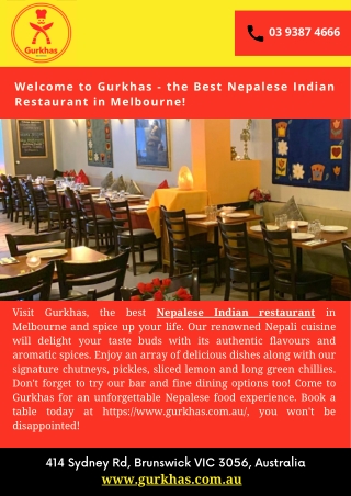 Welcome to Gurkhas - the Best Nepalese Indian Restaurant in Melbourne!