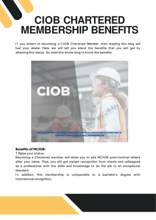 CIOB Chartered Membership Benefits