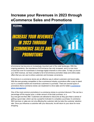 Increase your Revenues in 2023 through eCommerce Sales and Promotions