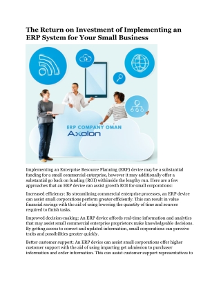 The Return on Investment of Implementing an ERP System for Your Small Business