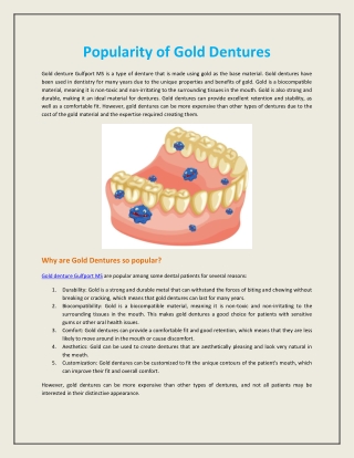 Popularity of Gold Dentures