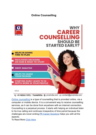 Online Counselling | PR Career Solutions