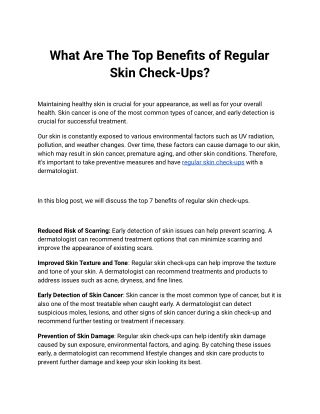 What Are The Top Benefits of Regular Skin Check-Ups