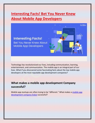 Interesting Facts! Bet You Never Knew About Mobile App Developers